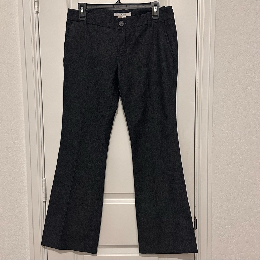 Zara Basic Womens Bootcut Trousers Dark Denim Mid-Rise Size 8 Made In Spain